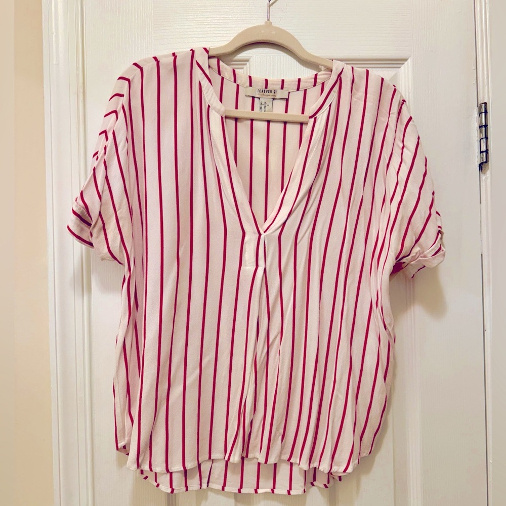 Red and white striped blouse